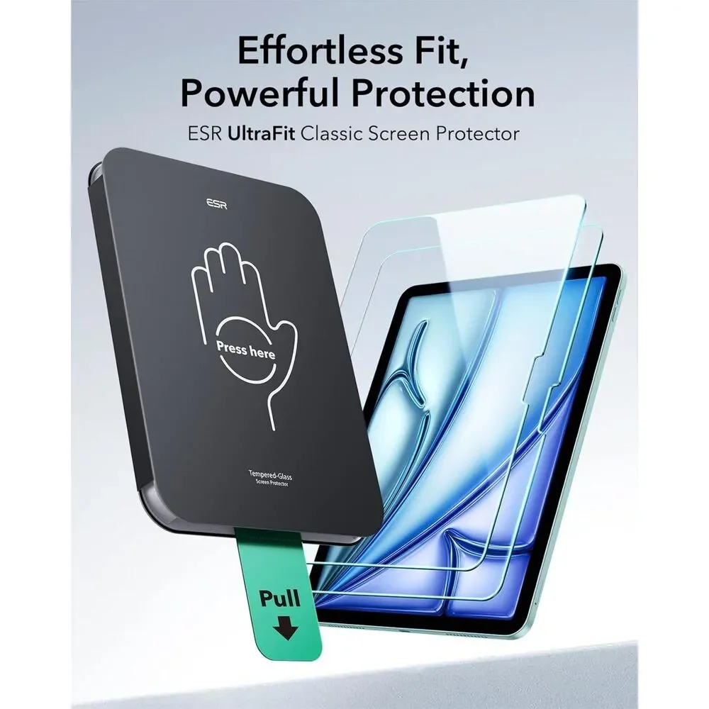 ESR 2 Pack Screen Protector for iPad Air 11 Inch M4/M3/M2, 9H Tempered Glass